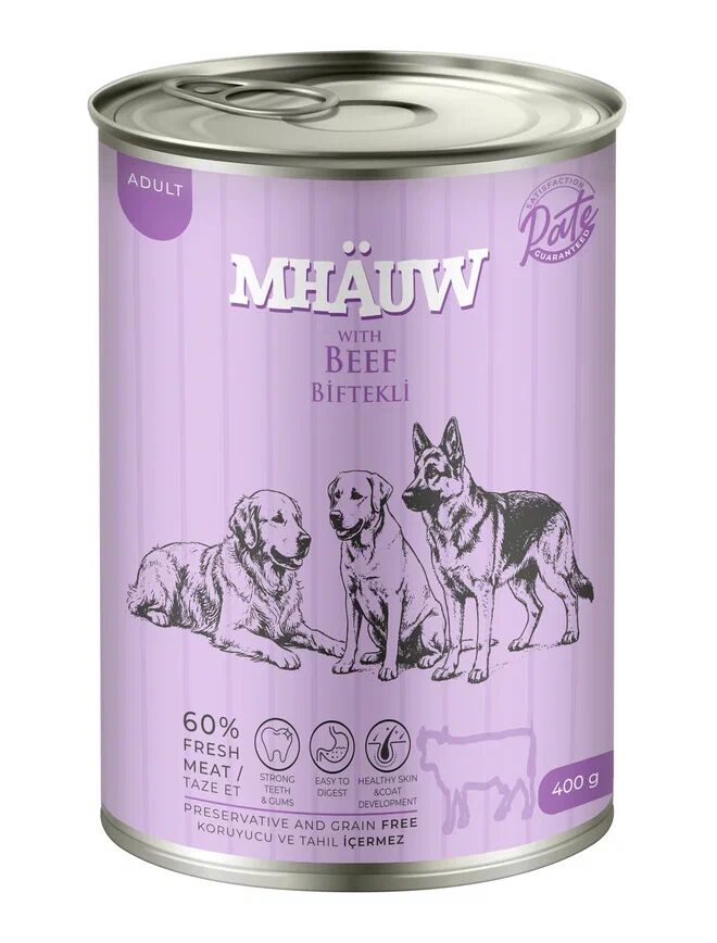 MHAUW DOG CANNED PATE BEEF 400 G