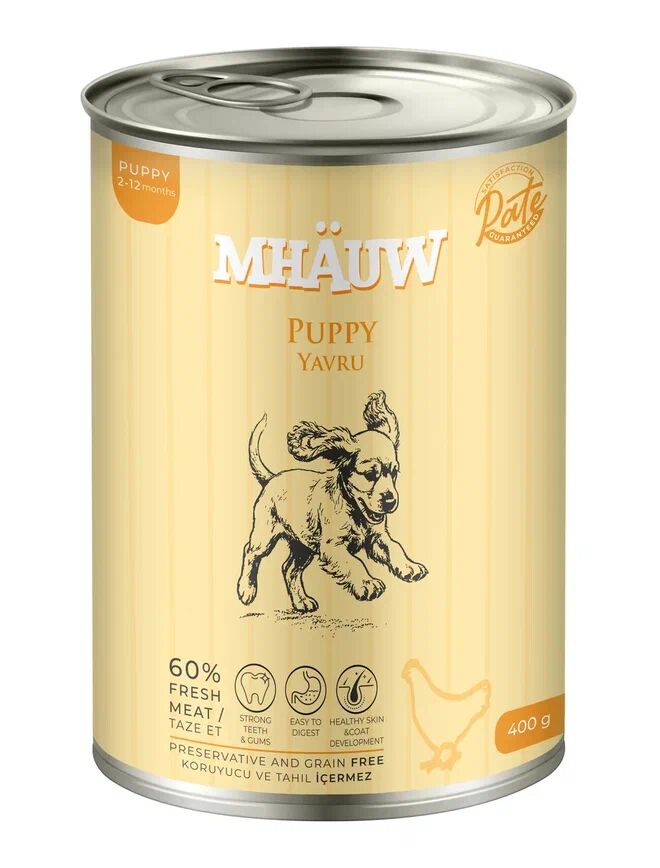MHAUW DOG CANNED PATE PUPPY CHICKEN 400 G